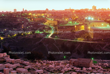 The Old City, Jerusalem, Evening, dusk, sunset, buildings, hillside