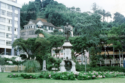 Statue, Landmark, garden, trees, buildings