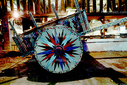 Cart, cartwheel, wagonwheel, ornate, San Jose