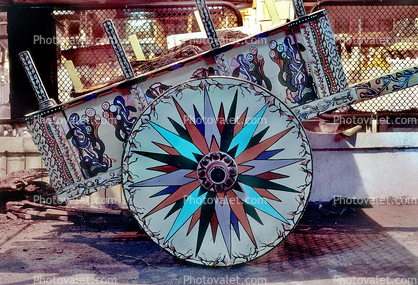 Cart, cartwheel, wagonwheel, ornate, San Jose, San Jose, Costa Rica