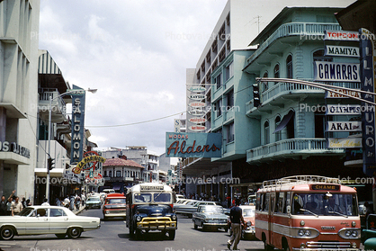 building, sidewalk, shops, stores, Downtown Panama City, 1960s