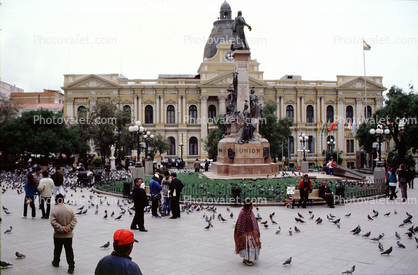 Union to the Bollivian Union, El Palacio Quemado, landmark, Monument, Plaza Murillo, La Paz