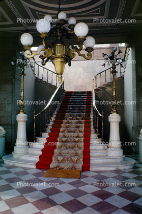 Staircase, Chandelier, Stairs, Castillo de Chapultepec, Chapultepec Castle, March 1973