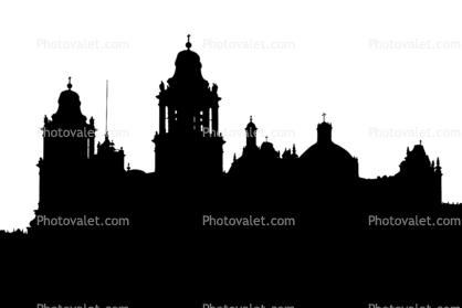 Metropolitan Cathedral silhouette, Zocalo, Church, Basilica, Building, landmark, shape, logo