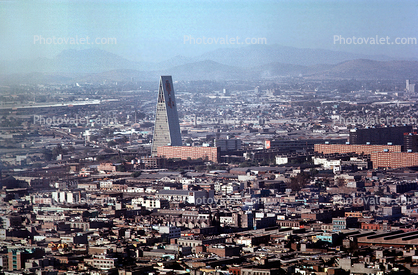 A-frame, unique building, Banobras Tower, mountains, metropolitan, skyline, cityscape, triangle, office building, landmark, Tlateloloco, November 1966, 1960s