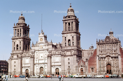 Metropolitan Cathedral, Zocalo, Church, Basilica, Building, landmark, 1966, 1960s