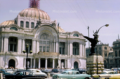 Palacio de Bellas Artes, Palace of Fine Arts, Museum, cars, automobiles, vehicles, March 1967, 1960s