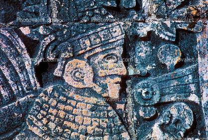 Chichen Itza, Carving, Stone, bar-Relief, Figure
