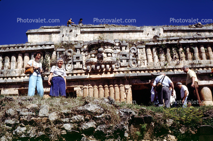 People Exploring a Temple, retro