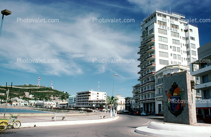Hotel Freeman, strets, hill, buildings, Mazatlan, Sinaloa, October 1976, 1970s