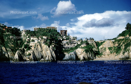 Cliffs, Ocean, buildings, bay, Pacific Ocean, coastal, coast, shoreline, seaside, coastline, Acapulco