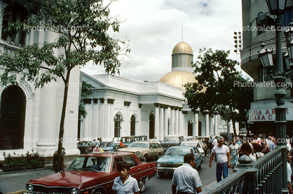 National Capitol, Dome, government building, landmark, Palacio Municipal de Caracas, Cars, automobile, vehicles, Caracas, Venezuela, 1960s
