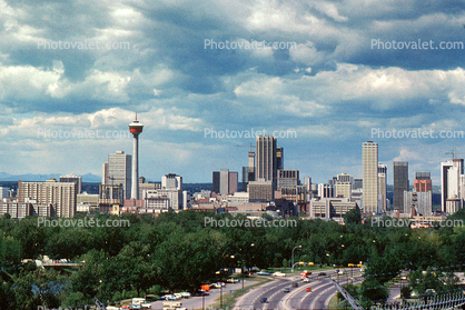 Calgary Skyline, cityscape, tower, highway