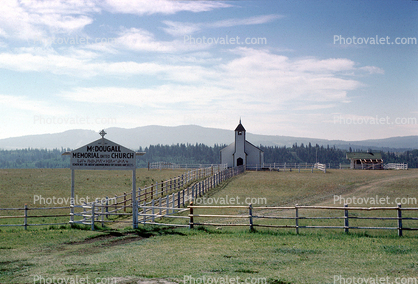 McDougall Memorial United Church, fence, gate, building, Morleyville Settlement, Morley, Alberta, T0L, Canada