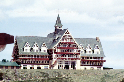wooden 7 story building, spire, Prince of Wales Hotel, Waterton Lakes National Park