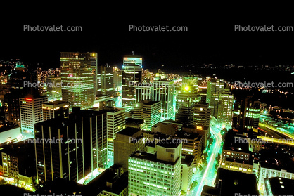 Streets, Buildings, skyline, cityscape, Nighttime, night, Vancouver