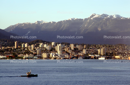 Vancouver Cityscape and Mountains, skyline, buildings, skyscraper