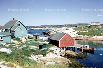 Harbor, docks, buildings, Peggy's Cove, Nova Scotia