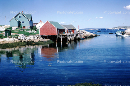 Harbor, docks, buildings, coast, coastline, Peggy's Cove, Nova Scotia