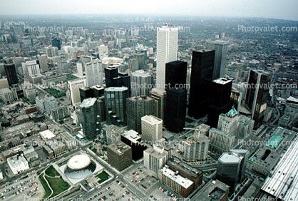Aerial Cityscape, Downtown skyline, buildings, skyscrapers, 4 May 1985