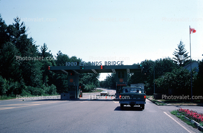 1000 Islands Bridge, Toll Plaza, Ford Pickup Truck, Gate, car, stop light, 1970s