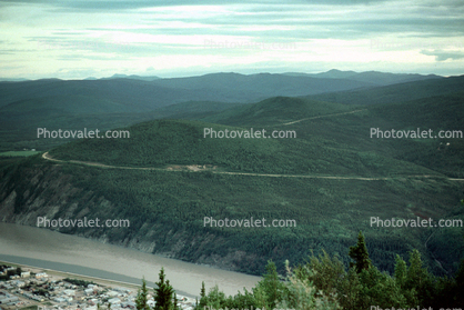 Highway, river, forest, hills, mountains, Dawson City