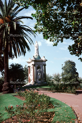 Statue, Kings Domain, gardens, roses, April 1982