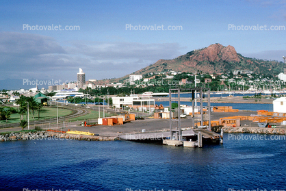 dock, hill, skyline, Townsville Harbor