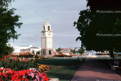 Clock Tower, flowers, Park, Blenheim