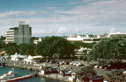 Harbor, Docks, Cars, Office Buildings, shoreline, Papeete