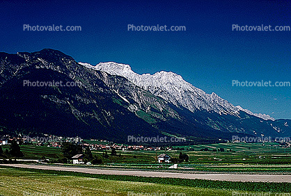 Alps, Village, snow, mountains, Valley