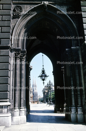 Castle, royalty, walkway, path, chandelier, building, Vienna