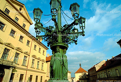 Art-nouveau style Candelabra, Hradcany Square, in Prague