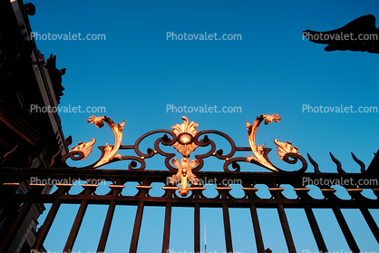 Ornate Gate, Wrought Iron, decorative, Hradcany Castle, Prague, Ironwork, metalwork