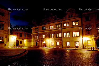 Hradcany Square, Prague, night, nightime