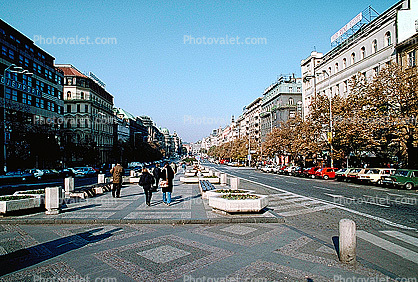 View of Wenceslas Square in Prague, Czech Republic, 1991