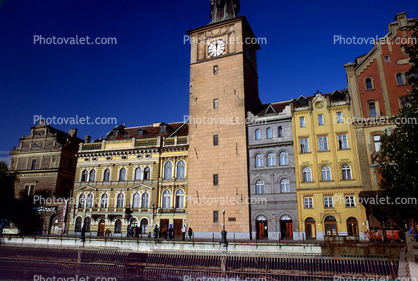 Clock Tower, buildings along the Vltava River, Shoreline