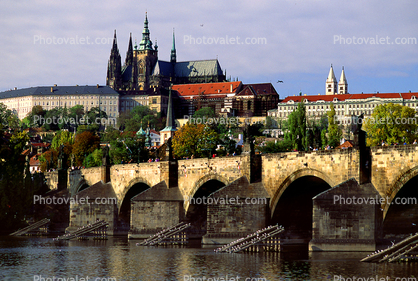 Charles Bridge, Vltava River, Prague Castle, Shoreline