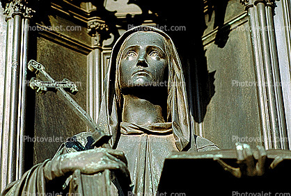 Mother Mary, cross, Statue, Sculpture