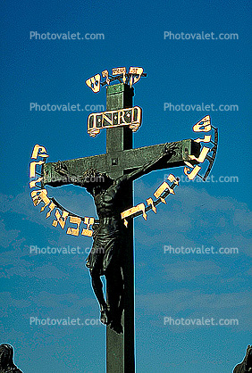 Charles Bridge, Vltava River, Jesus on the Cross