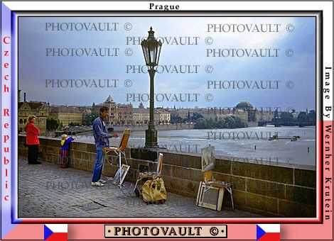 Artist Painting, Charles Bridge, Vltava River