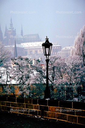 Charles Bridge, Vltava River, Prague, snow, ice, cold, Winter