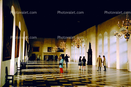 Parquet Floor, Inside the palace, people, chandelier, Elsinore Castle