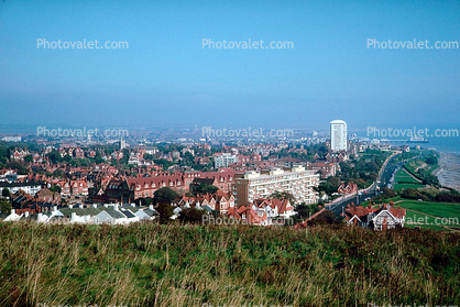 skyline, cityscape, buildings, city, Eastbourne, England, 1950s