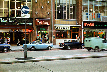 cars, Astey's, Peter Land, Evans, Swansea, England, automobile, vehicles, 1960s