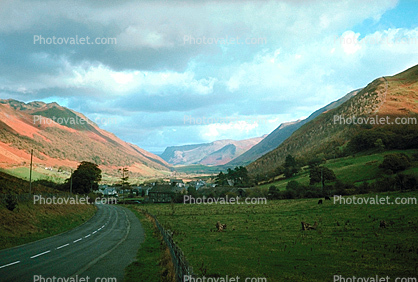 Road, Roadway, Highway, Snowdonia, Talyllyn, Wales, valley, 1950s