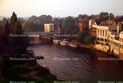 River, bridge, York, England, Edinburgh, Scotland, 1950s