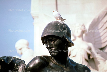 London, Pigeon poops on Helmet