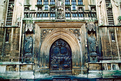 Entrance, Doorway, Statues, Arch, Bath Abbey, Bath, Somerset, England