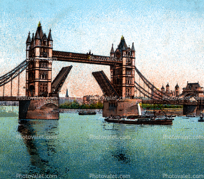 Tower Bridge, London, River Thames, 1800's